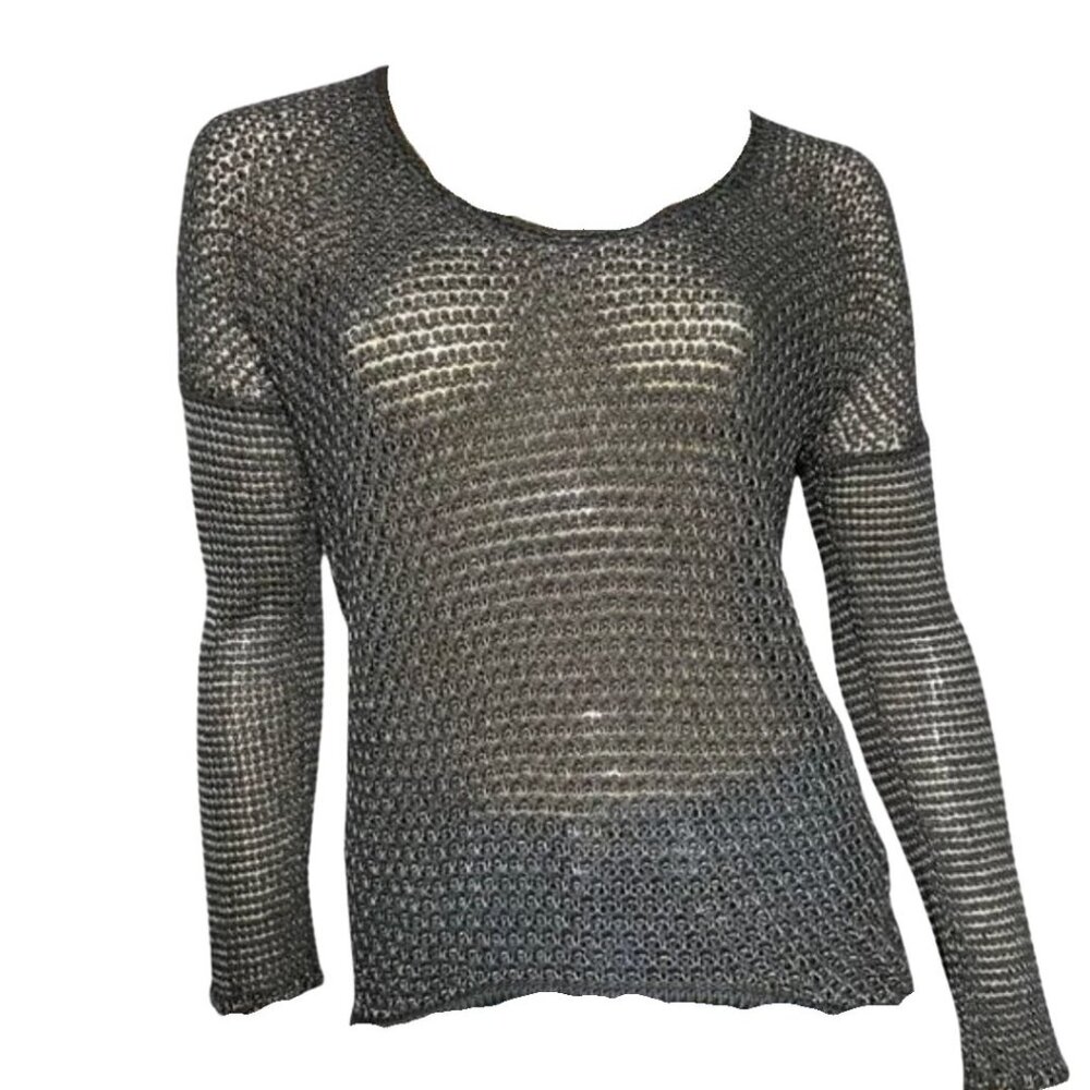 Helmut Lang Oversize Transparent Marled Mesh Knitted Sweater